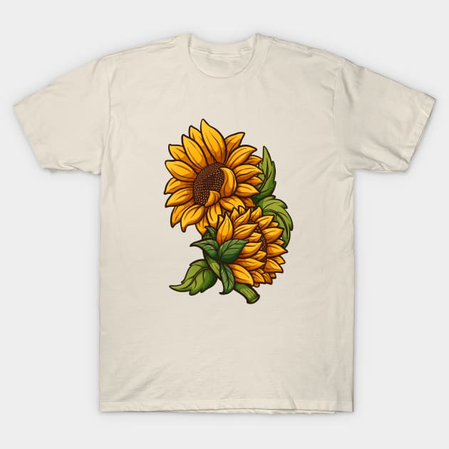 Cartoon Sunflower T-Shirt by memoangeles